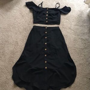 Black 2 piece maxi skirt set